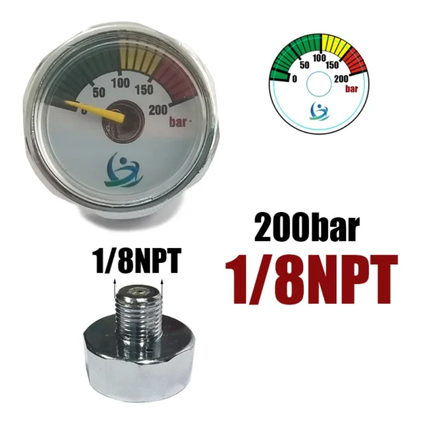 Mini 200bar 350bar Manometer Gauge 1inch 1/8NPT 1/8BSPP M10*1 High Pressure Hand Pump Diving Mountaineering