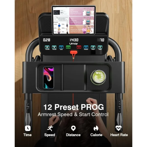 Se90534777df74fc5b8dbf0a1ca11cceca.webp Treadmills for Home, 3.0HP Quiet Brushless Folding Treadmill with Heart Rate Sensor, Dual Cushion System, 300lbs Weight Capacity