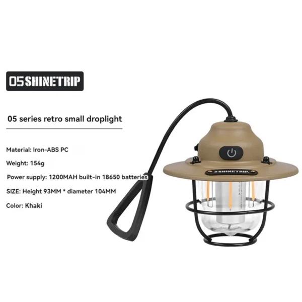 Shine Trip Outdoor Retro Smalldroplight, Campsite Lamp, Atmosphere Lamp, USB Charging Tent Light, LED Camping Hangling Lamp