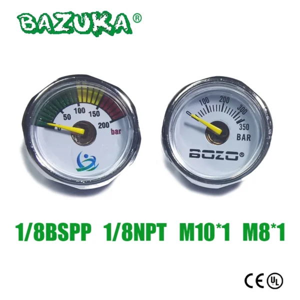 Mini 200bar 350bar Manometer Gauge 1inch 1/8NPT 1/8BSPP M10*1 High Pressure Hand Pump Diving Mountaineering