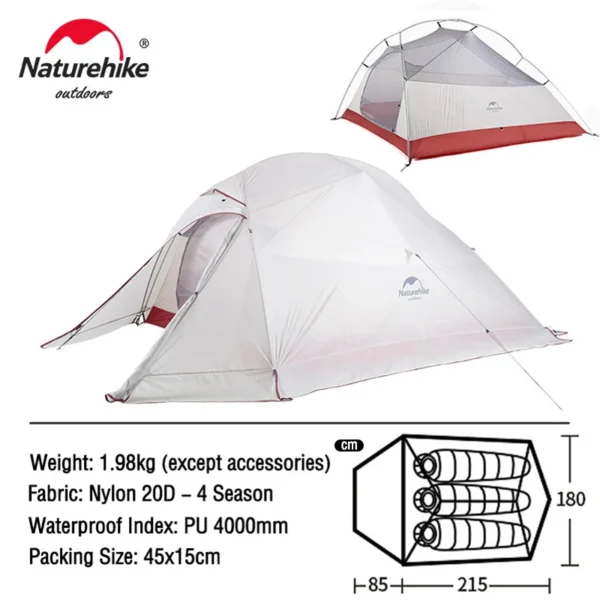 Naturehike Camping Tent Mongar 2 Persons Tent Cloud Up 1 2 3 Person Tent Star River Tent Ultralight Portable Outdoor Hiking Tent