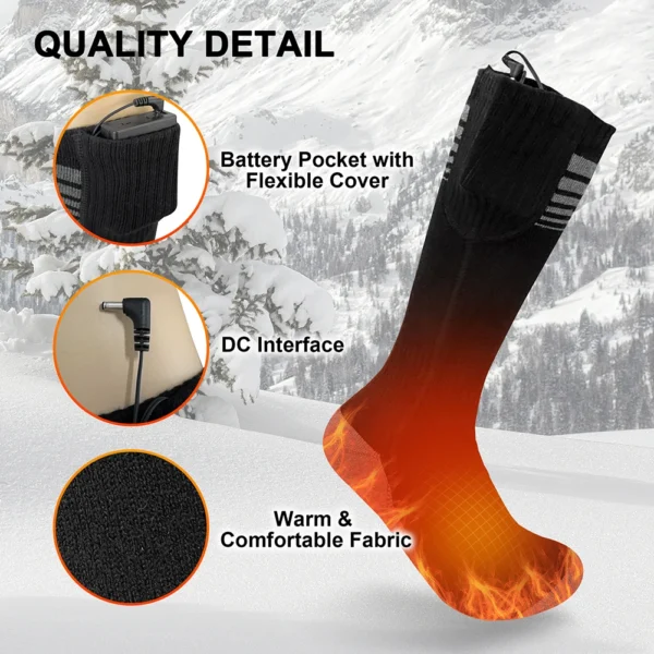 Winter Heated Socks With Battery Box Rechargeable Heating Socks Men Women Foot Warmer Thermal Socks for Outdoor Camping Skiing