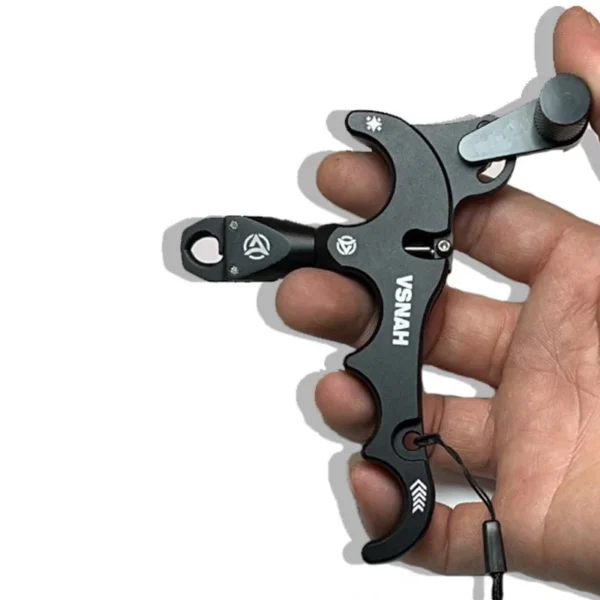 Aluminum Compound Bow Release Aid Archery Caliper Adjustable 360° Thumb 4 Finger Grip Arrow Trigger Wristband Shooting Pro Hunti