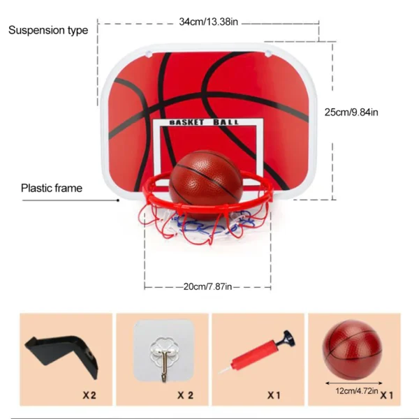 Mini Basketball Hoop Kit Indoor No Punch Wall Mounted Basketball Backboard Home Sports Basket Ball Hoops for Kids Funny Game Toy