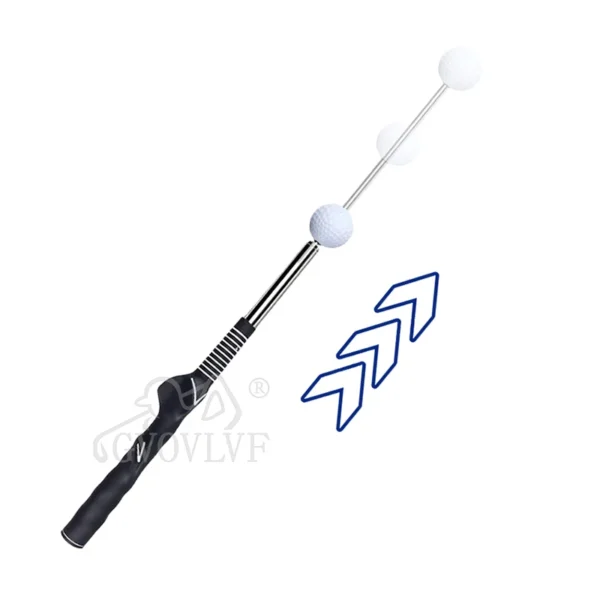 Golf Swing Trainer Stretchable Swing Training Device with Sound-Emitting Swing Rod aids in Practice with Ergonomic Grip
