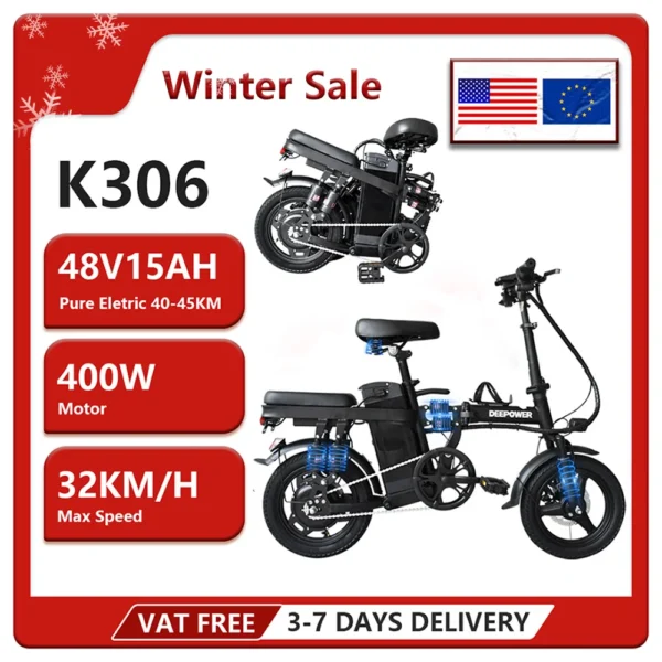 Sfb1c15e8b2054880ac55c4e404d8e14fk.webp 14 inch Folding Electric Bike Adults Ebike 48V 15AH 400W Max 32KM/H Cycling Bicycle Electric Bikes City
