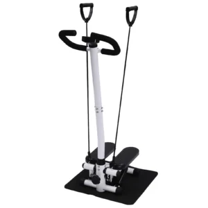 Fitness Stepper With Handlebars, Adjustable Height Hydraulic Stair Steppers with Resistance Band, Loading 150kg/330lbs