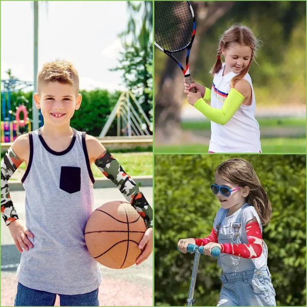 S176ac4f00a0e47eab0dd3002b10b2ee8J.webp 1Pair Arm Sleeves for Kids UV Sun Protection Sleeves Compression Sleeves Cooling Arm Cover Boys Girls Outdoor Sports