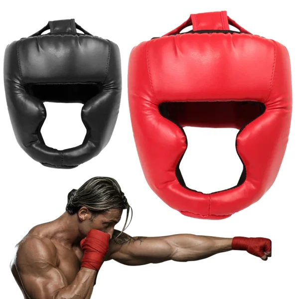 Kick Boxing Helmet Full-Covered Thickened Boxing Head Guard PU Leather Boxing Protective Gear Training Guard for Adult Kids