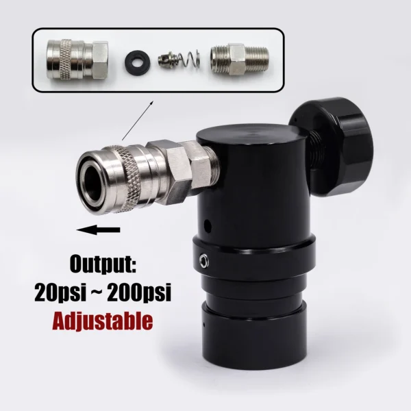 S0998b7653b444f20a53d4350093de01aE.webp MR Gen 2 Micro Regulator Adjustable with US 2202 Female Adapter Output 20psi to 200psi High Pressure Air Valve Soft