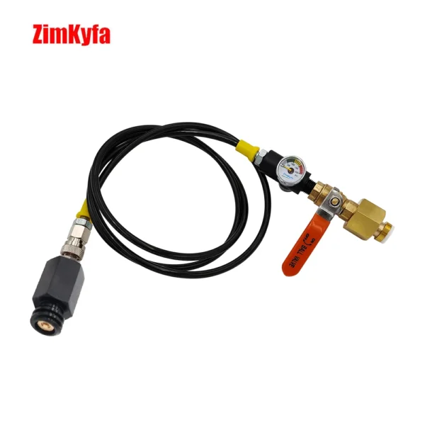 Soda Tr21-4 Machine To External CO2 Tank Hose W/ Flow Control Ball Valve 60" Long 8mm Quick Connect W/ Gauge for Sodastream