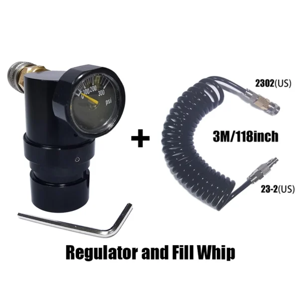 S634cc08bbd5e4e76a0fcf35b3d33f22em.webp MR Gen 2 Micro Regulator Adjustable with US 2202 Female Adapter Output 20psi to 200psi High Pressure Air Valve Soft