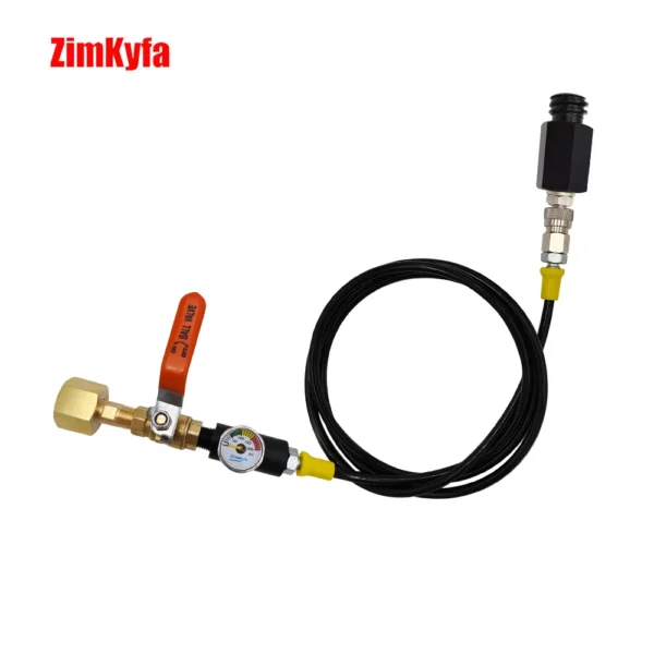 Soda Tr21-4 Machine To External CO2 Tank Hose W/ Flow Control Ball Valve 60" Long 8mm Quick Connect W/ Gauge for Sodastream