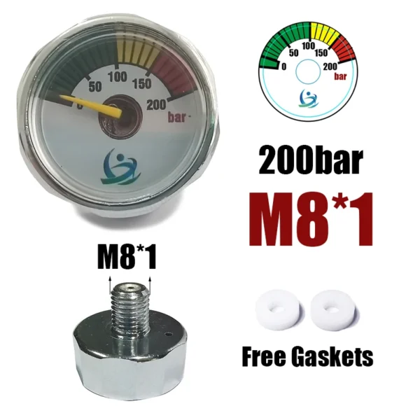 S93f087094d464e029f149c28e4fa7f3dG.webp Mini 200bar 350bar Manometer Gauge 1inch 1/8NPT 1/8BSPP M10*1 High Pressure Hand Pump Diving Mountaineering