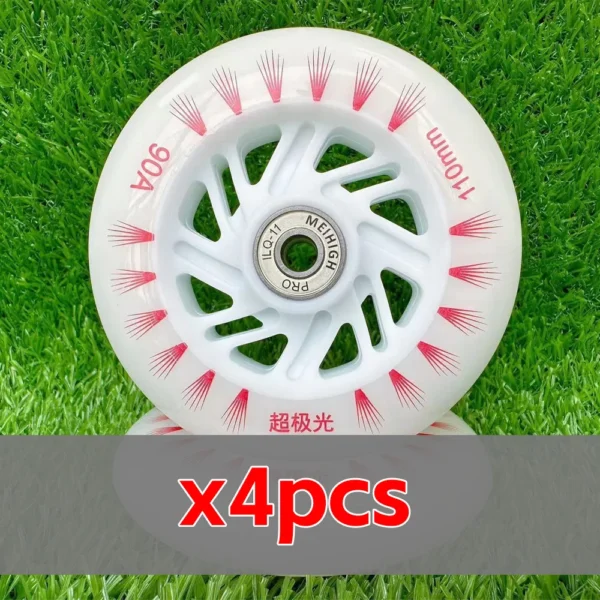 90A Universal LED Inline Skate Wheels - High-Speed Flash Light Up Wheels with Bearings 90/10/110/125MM AMB329