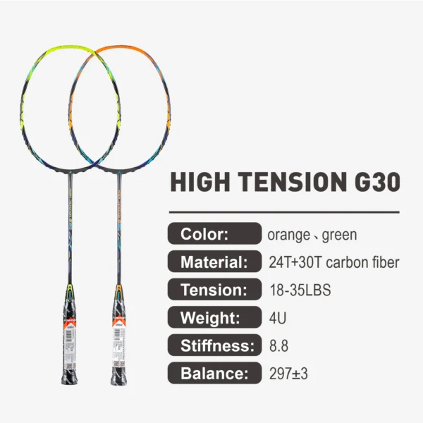 S096875f7c5ad4cefa28fc5ea6e4e8717J.webp Kawasaki Badminton Racket New Professional HIGH TENSION 35LBS 100% Graphite Badminton Racquet HIGH TENSION G30 WITH STRUNG