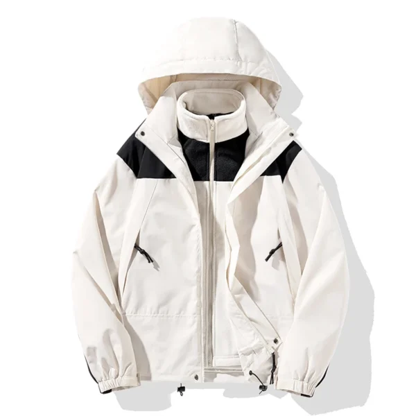 New Three-in-one Outdoor Jackets Simple Fashion Suitable Men Women Wear Waterproof Breathable Fabric Camping Skiing Warm Jacket