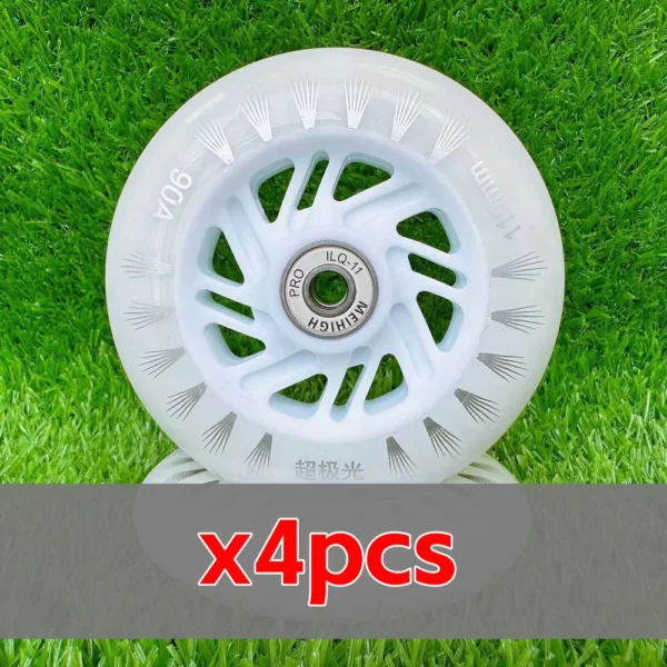 90A Universal LED Inline Skate Wheels - High-Speed Flash Light Up Wheels with Bearings 90/10/110/125MM AMB329