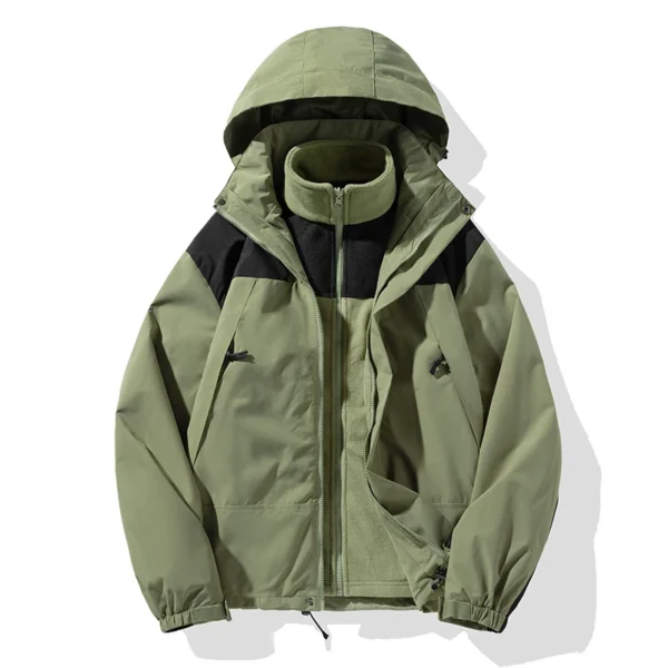 New Three-in-one Outdoor Jackets Simple Fashion Suitable Men Women Wear Waterproof Breathable Fabric Camping Skiing Warm Jacket