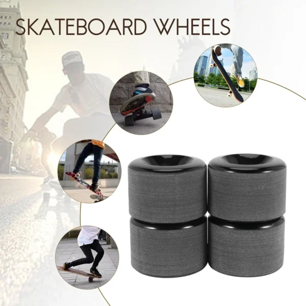 4 Pcs Skateboard Wheels Elastic PU Wearable Flexible Durable 65X45 PU Skateboard Wheels Sports Black