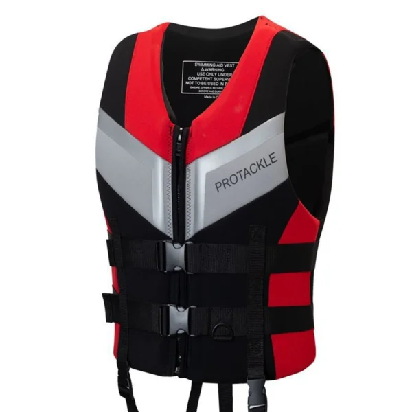 S5182e04ebddf4a64b98aabb12df085d8p.webp Neoprene Sea Life Jacket Adults Men Buoyancy Drifting Safety Vest Buckle Floating Foam Surfing Sailboard Racing Boats Kayaks