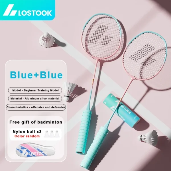 S5188db922ce34e4287ce464bbb28c204o.webp LOSTOOK Badminton Racket with 3 Nylon Shuttlecocks/1 Carry Bag Original By Beginners Badminton Set Sports Fitness equipment