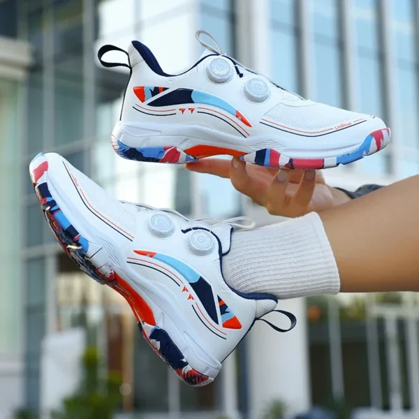 New Style Swivel Buckle Casual Badminton Shoes, Breathable Couple Style Lightweight Table Tennis Sneakers, Men's Tennis Training