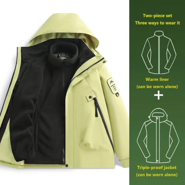 S55c1babffe454abc95be9de65b52e589s.webp Jacket Women's Three-in-one Outdoor Windproof and Waterproof Mountaineering Clothing Autumn and Winter Detachable Jacket