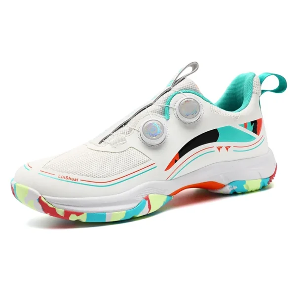 New Style Swivel Buckle Casual Badminton Shoes, Breathable Couple Style Lightweight Table Tennis Sneakers, Men's Tennis Training