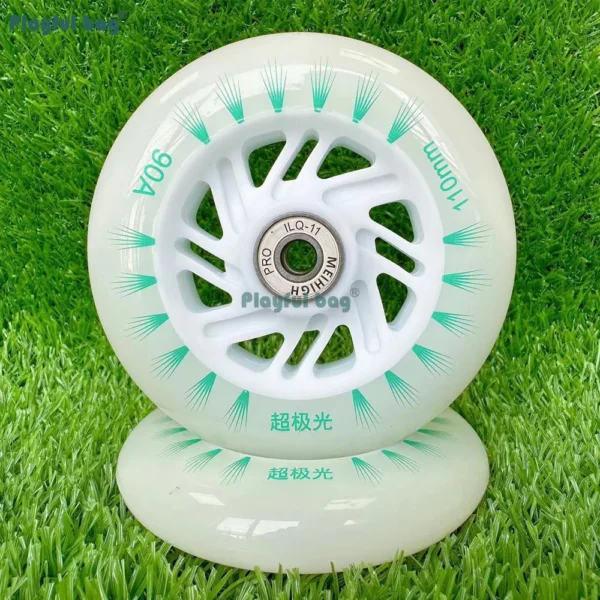 90A Universal LED Inline Skate Wheels - High-Speed Flash Light Up Wheels with Bearings 90/10/110/125MM AMB329