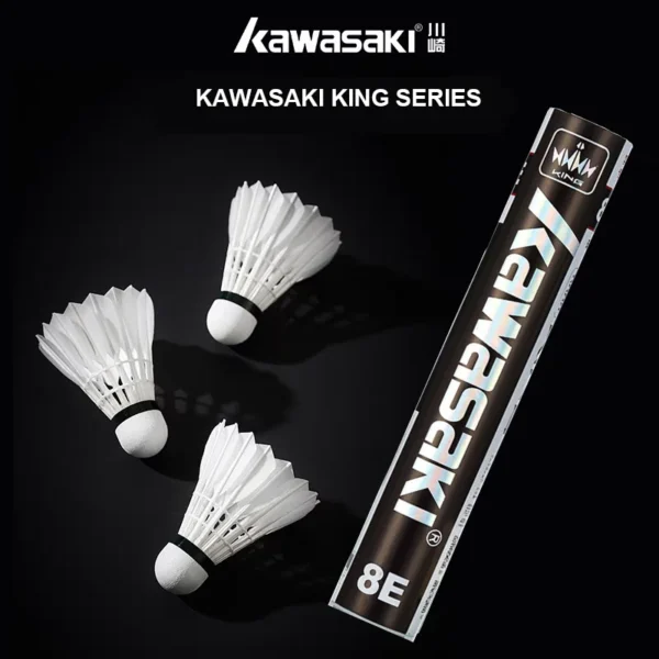 S7a8ccce2353c47ddafa1a2b069f2a5ef5.webp 12PCS Kawasaki Badminton Shuttlecock King 8E Goose Feather Badminton Shuttlecock Training Sports Speed 76 77 Badminton Ball