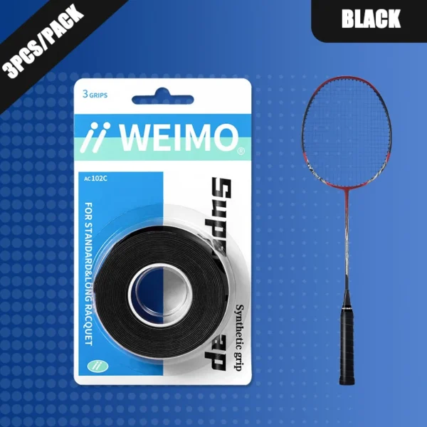 S87c4a77ff9324f6e85130c74c4440589r.webp 3pcs/Pack Badminton Hand Rubber Wrap Around Handle With Anti-Slip Sweatband Grip Handle Leather Badminton Hand Rubber