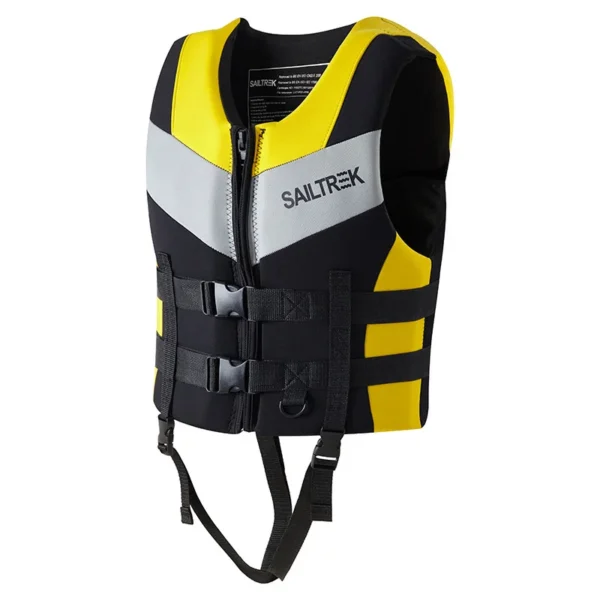 S889df8219e9144a484d1d6bccf0b6df0d.webp Neoprene Sea Life Jacket Adults Men Buoyancy Drifting Safety Vest Buckle Floating Foam Surfing Sailboard Racing Boats Kayaks