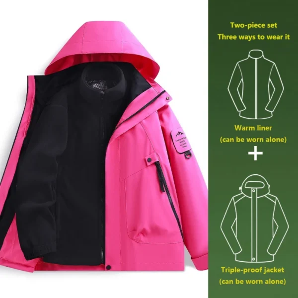 S8e1c243e9c034e85b9e1ccc48cf7e118H.webp Jacket Women's Three-in-one Outdoor Windproof and Waterproof Mountaineering Clothing Autumn and Winter Detachable Jacket