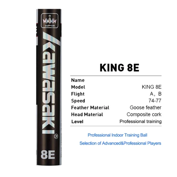 Kawasaki Badminton Ball KING 8E/10E Goose Feather Shuttlecock Badminton for Training Racquet Sport Durable Shuttlecocks