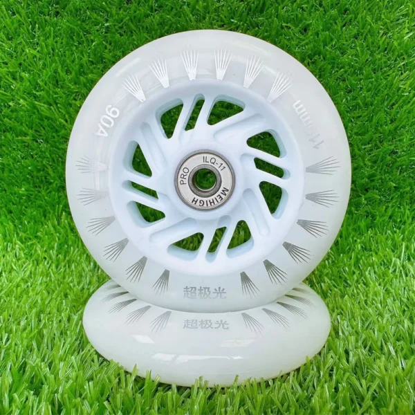 90A Universal LED Inline Skate Wheels - High-Speed Flash Light Up Wheels with Bearings 90/10/110/125MM AMB329