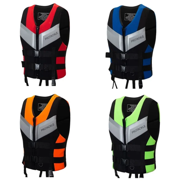 Sa7a8bc8ea1254b03b39a763f1d28e93c5.webp Neoprene Sea Life Jacket Adults Men Buoyancy Drifting Safety Vest Buckle Floating Foam Surfing Sailboard Racing Boats Kayaks
