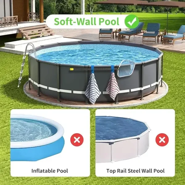 Poolside Pool Leaf Skimmer Net Holder  Above Ground Pool Pole Hange Adjustable Telescopic Swimming Pole Hooks  Accessories