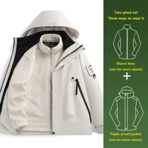 Sb560b723d06643b4a2107dd061876f0cL.webp Jacket Women's Three-in-one Outdoor Windproof and Waterproof Mountaineering Clothing Autumn and Winter Detachable Jacket