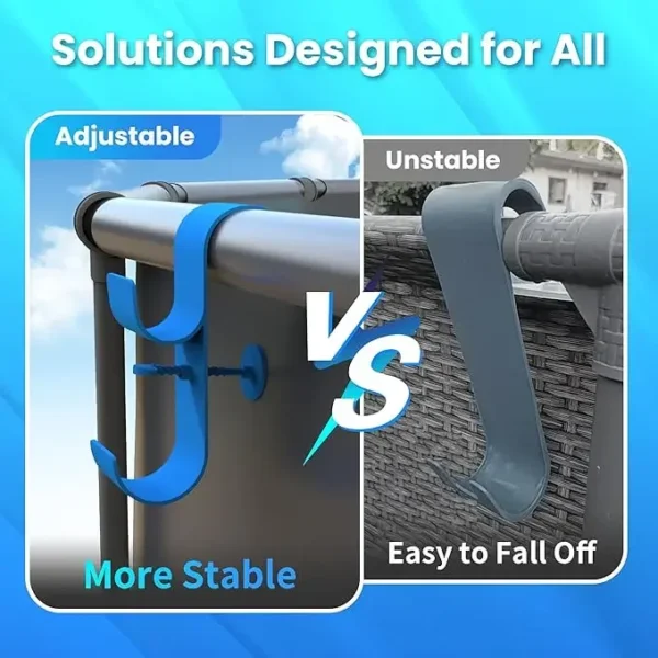 Poolside Pool Leaf Skimmer Net Holder  Above Ground Pool Pole Hange Adjustable Telescopic Swimming Pole Hooks  Accessories