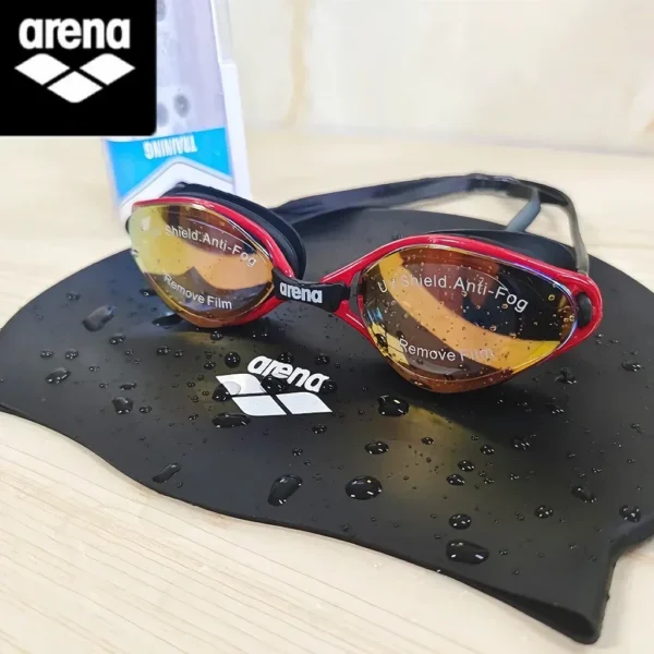 Arena Swimming Goggles Men's and Women's Waterproof Anti-fog Coated Swimming Goggles Swimming Cap Set