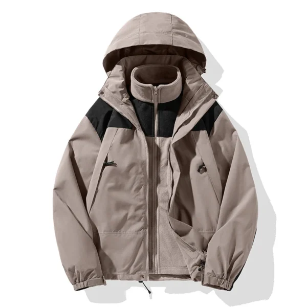 New Three-in-one Outdoor Jackets Simple Fashion Suitable Men Women Wear Waterproof Breathable Fabric Camping Skiing Warm Jacket