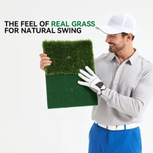 Golf Hitting Mat Artificial Turf Golf Practice Mat with Tee Hole Portable for Training Swing & Chipping in Backyard, Garage, Bas