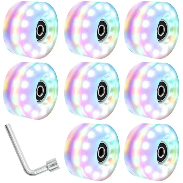 High flash six light double row roller skates, shining wheels, dry ice skates, shining wheels, ice skating wheels