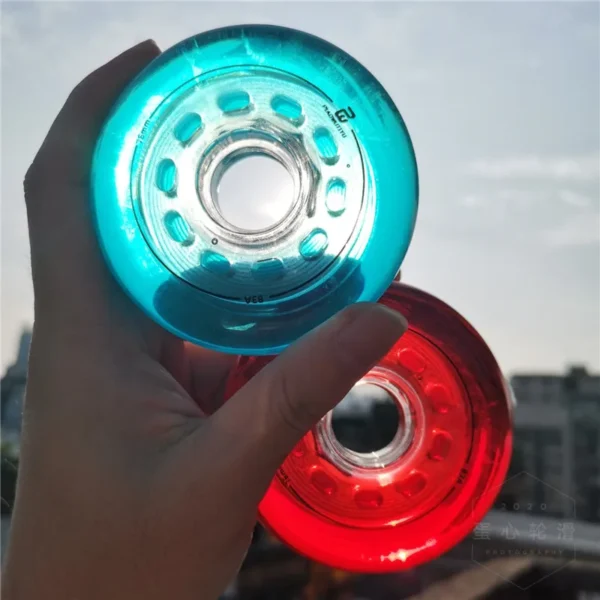 Sd063358957d34a6fab24c8393da6bd47W.webp 83A transparent crystal inline skates wheel FSK slalom skating rodas 72MM 76MM 80MM blue red roller for powerslide for SEBA high