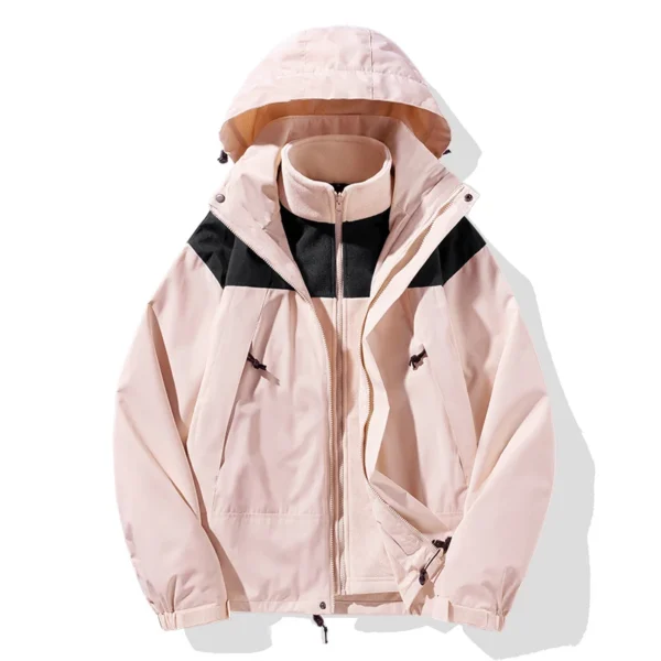 New Three-in-one Outdoor Jackets Simple Fashion Suitable Men Women Wear Waterproof Breathable Fabric Camping Skiing Warm Jacket