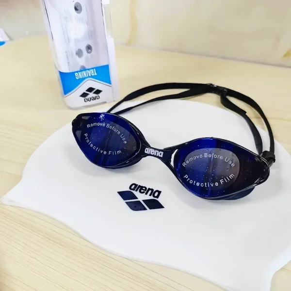 Arena Swimming Goggles Men's and Women's Waterproof Anti-fog Coated Swimming Goggles Swimming Cap Set