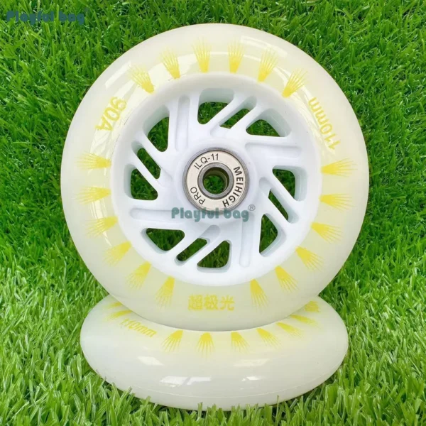 90A Universal LED Inline Skate Wheels - High-Speed Flash Light Up Wheels with Bearings 90/10/110/125MM AMB329