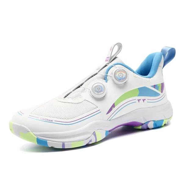 New Style Swivel Buckle Casual Badminton Shoes, Breathable Couple Style Lightweight Table Tennis Sneakers, Men's Tennis Training