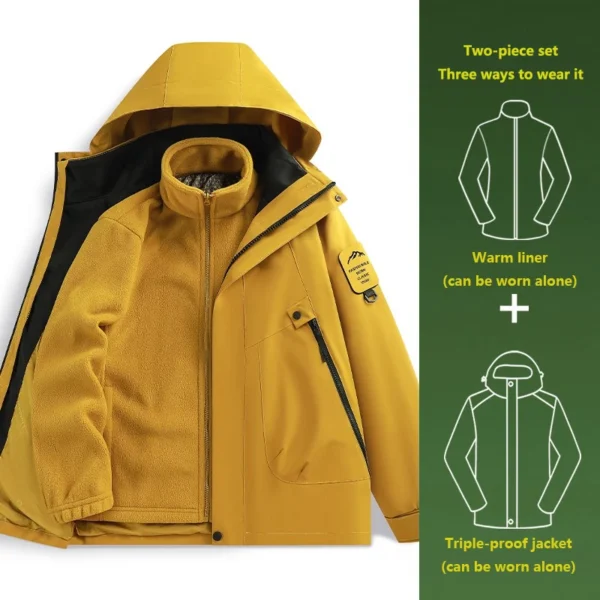 Se43aeca36bb04634a190877bb5036d93u.webp Jacket Women's Three-in-one Outdoor Windproof and Waterproof Mountaineering Clothing Autumn and Winter Detachable Jacket